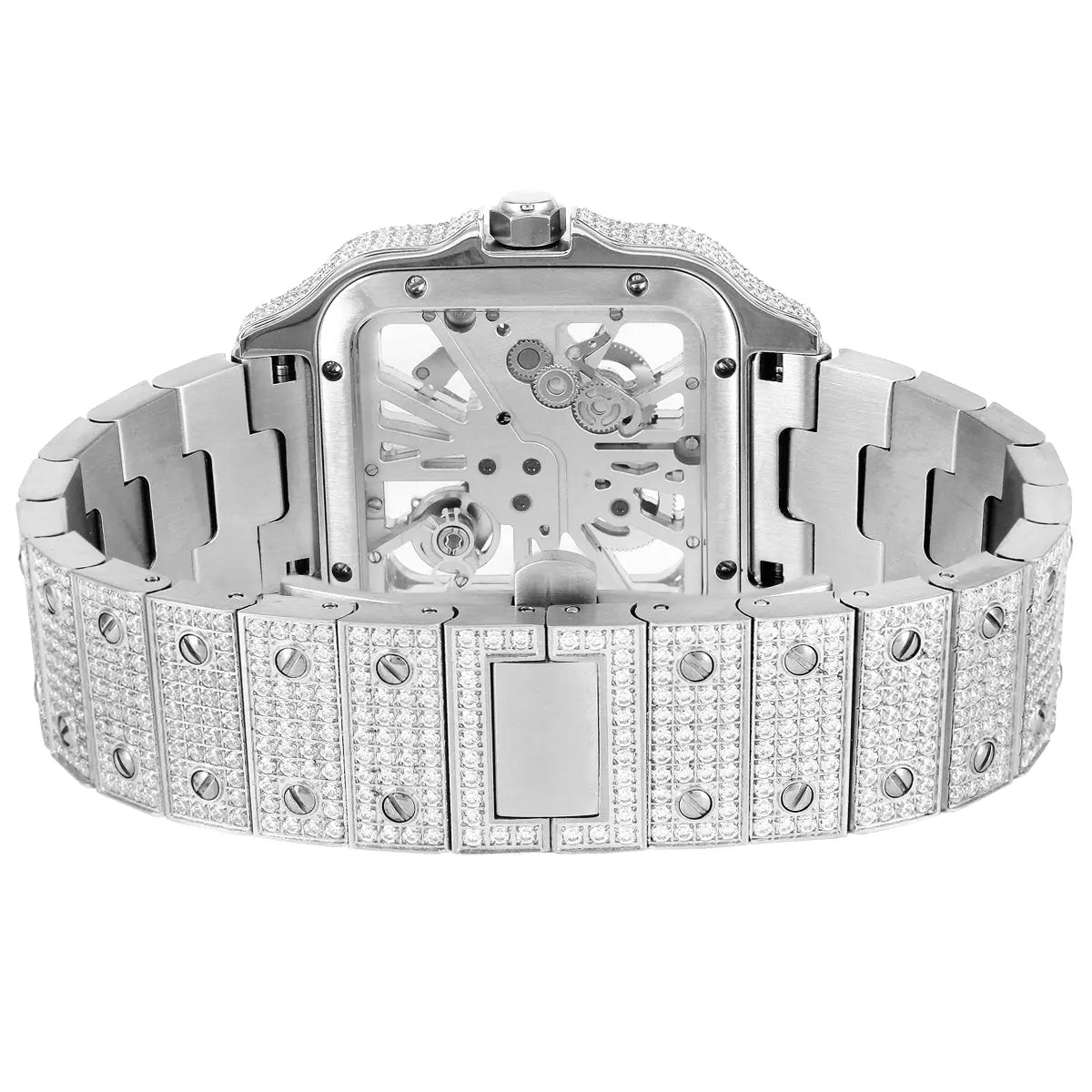 Moissanite Skeleton White Tone Dial Watch Cartice-jewelry