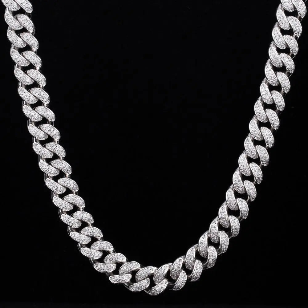 12mm Iced Out Cuban Link Necklace - White Gold - Cartice™LuxuryJewelryGoldSilverWatchBraceletNecklaceChainIced-outCubanMoissaniteTarnish-freeStainlessDurablePremiumShinePlatedStatementDiamondAffordable