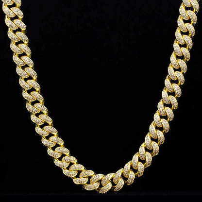 12mm Iced Out Cuban Link Necklace - Gold - Cartice™LuxuryJewelryGoldSilverWatchBraceletNecklaceChainIced-outCubanMoissaniteTarnish-freeStainlessDurablePremiumShinePlatedStatementDiamondAffordable