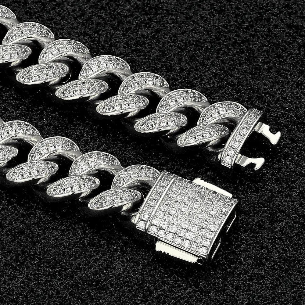 12mm Iced Out Cuban Link Necklace - White Gold - Cartice™LuxuryJewelryGoldSilverWatchBraceletNecklaceChainIced-outCubanMoissaniteTarnish-freeStainlessDurablePremiumShinePlatedStatementDiamondAffordable