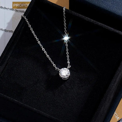 2ct Moissanite Solitaire Adjustable Necklace - White Vermeil - Cartice™LuxuryJewelryGoldSilverWatchBraceletNecklaceChainIced-outCubanMoissaniteTarnish-freeStainlessDurablePremiumShinePlatedStatementDiamondAffordable