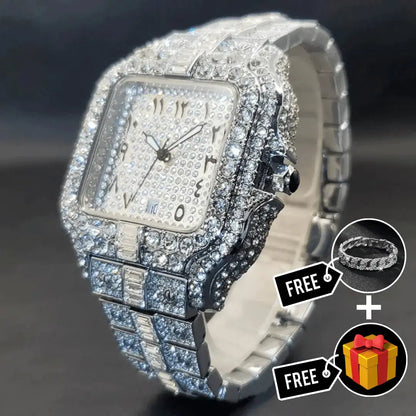 Arabic Iced Out Watch - Cartice™LuxuryJewelryGoldSilverWatchBraceletNecklaceChainIced-outCubanMoissaniteTarnish-freeStainlessDurablePremiumShinePlatedStatementDiamondAffordable