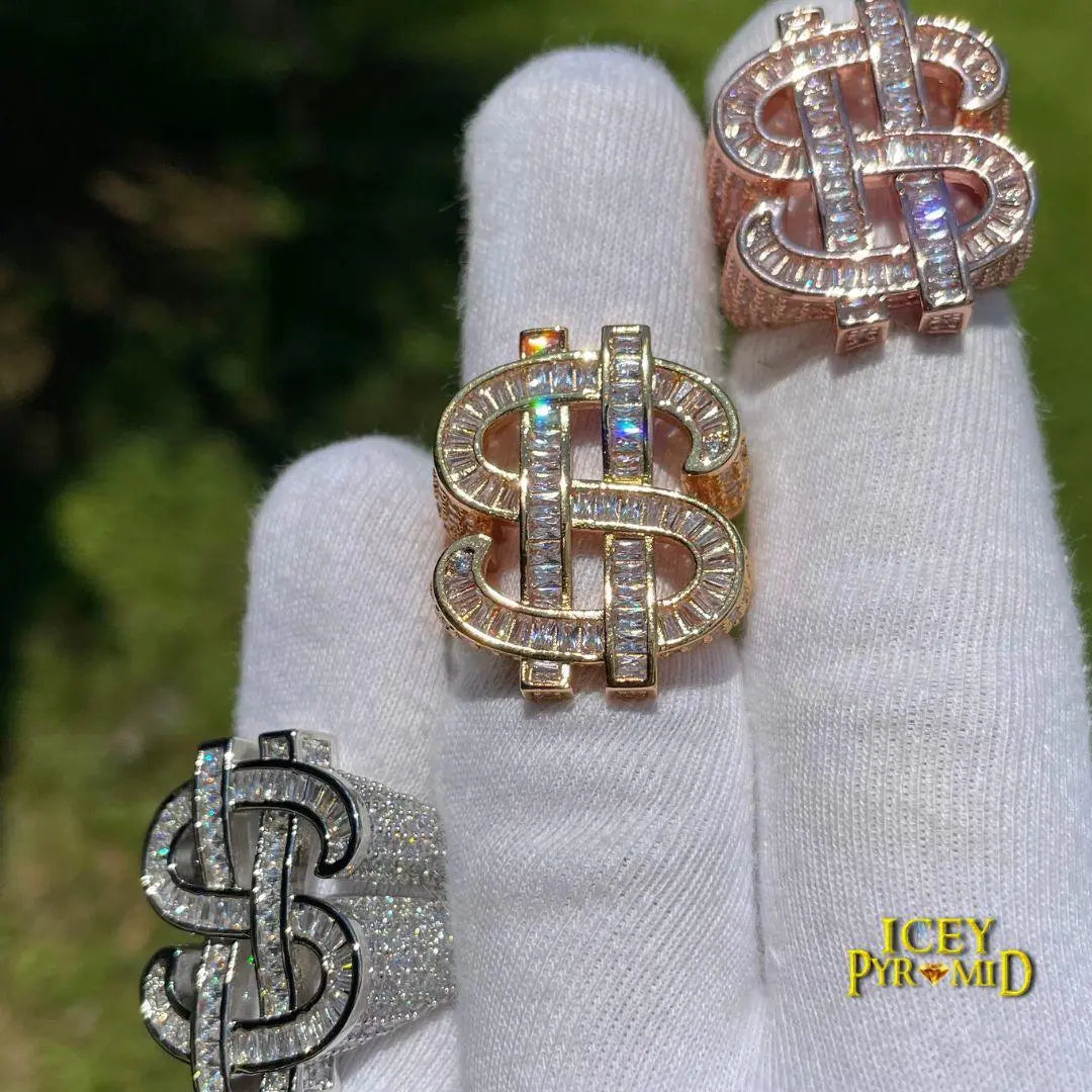 Dollar Sign Iced Out Ring - Cartice™LuxuryJewelryGoldSilverWatchBraceletNecklaceChainIced-outCubanMoissaniteTarnish-freeStainlessDurablePremiumShinePlatedStatementDiamondAffordable