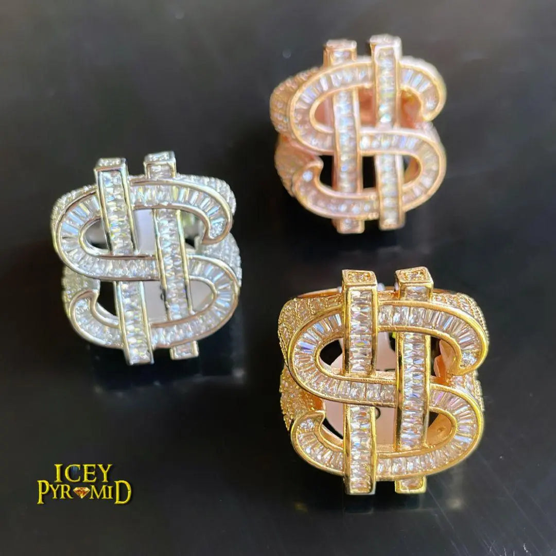 Dollar Sign Iced Out Ring - Cartice™LuxuryJewelryGoldSilverWatchBraceletNecklaceChainIced-outCubanMoissaniteTarnish-freeStainlessDurablePremiumShinePlatedStatementDiamondAffordable