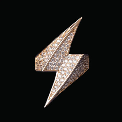 Lightning Sign Iced Out Ring - Cartice™LuxuryJewelryGoldSilverWatchBraceletNecklaceChainIced-outCubanMoissaniteTarnish-freeStainlessDurablePremiumShinePlatedStatementDiamondAffordable