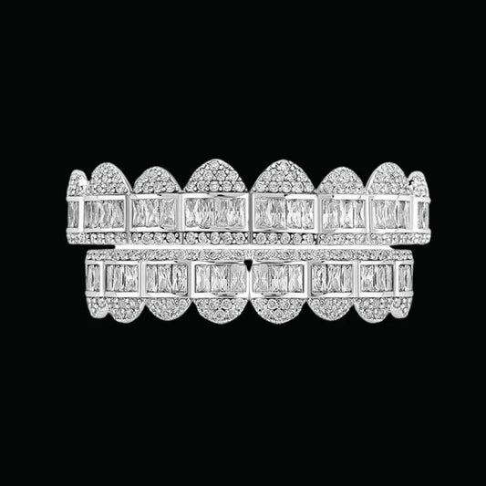 Baguette Paved Setting Iced Out Grillz - Cartice™LuxuryJewelryGoldSilverWatchBraceletNecklaceChainIced-outCubanMoissaniteTarnish-freeStainlessDurablePremiumShinePlatedStatementDiamondAffordable