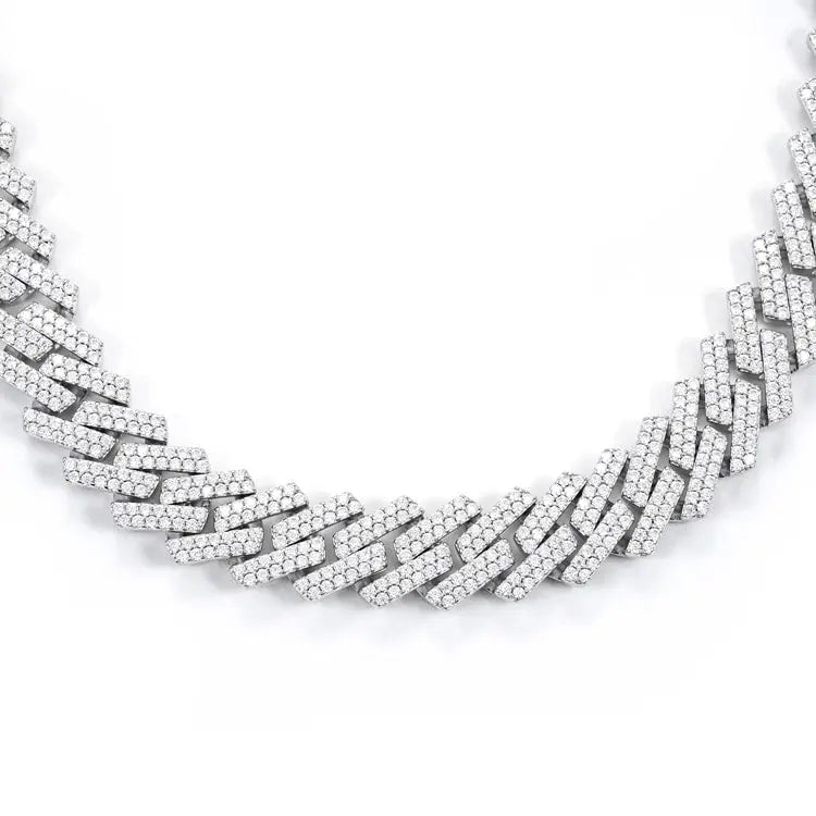 15MM Moissanite Prong Cuban Link Chain Cartice-jewelry