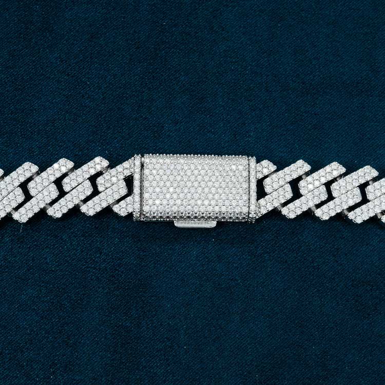 15MM Moissanite Prong Cuban Link Chain Cartice-jewelry