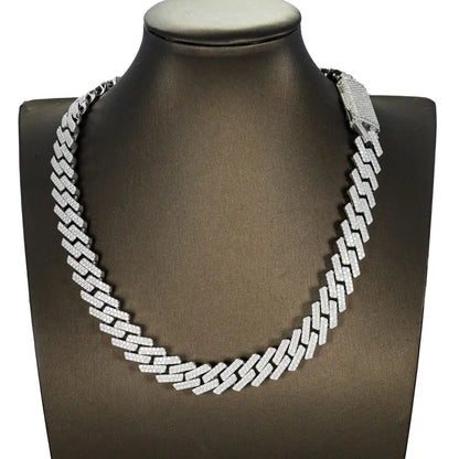 15MM Moissanite Prong Cuban Link Chain Cartice-jewelry