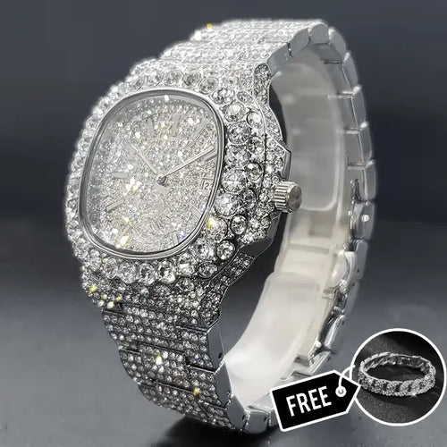 Aquilis Iced Out Watch - Cartice™LuxuryJewelryGoldSilverWatchBraceletNecklaceChainIced-outCubanMoissaniteTarnish-freeStainlessDurablePremiumShinePlatedStatementDiamondAffordable