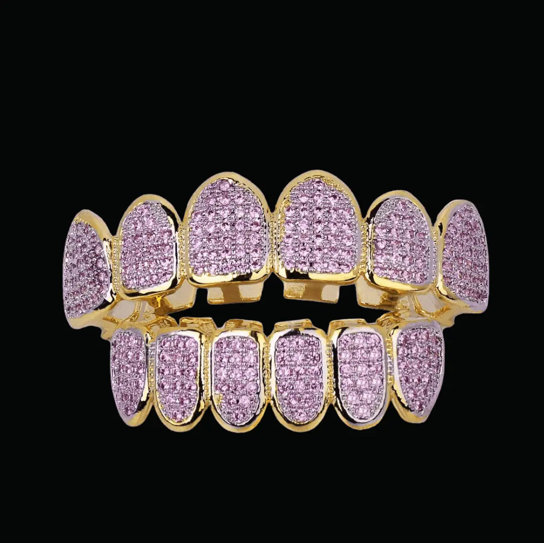 Purple Stones Iced Out Grillz - Cartice™LuxuryJewelryGoldSilverWatchBraceletNecklaceChainIced-outCubanMoissaniteTarnish-freeStainlessDurablePremiumShinePlatedStatementDiamondAffordable