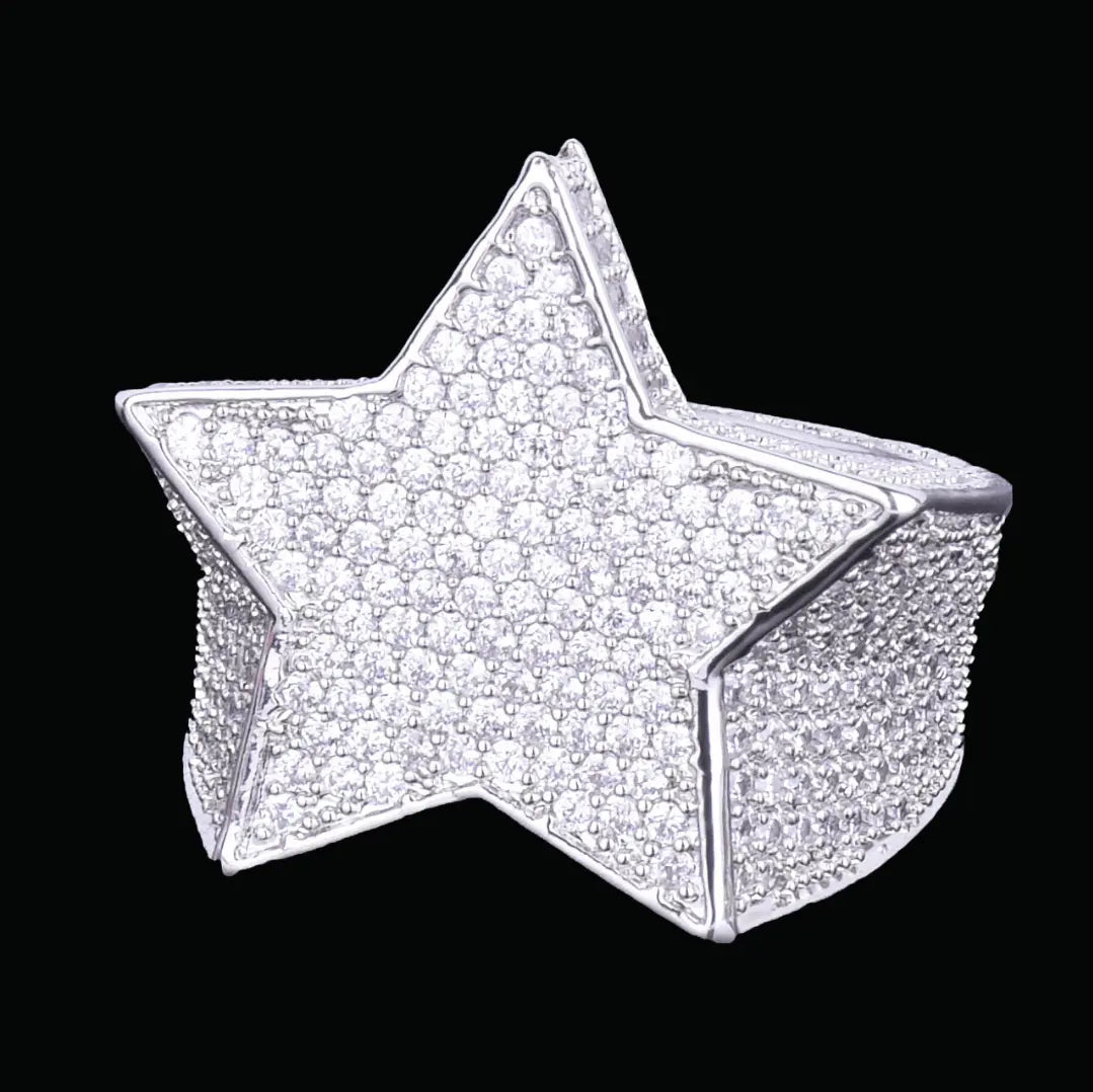 Star Iced Out Diamond Ring - Cartice™LuxuryJewelryGoldSilverWatchBraceletNecklaceChainIced-outCubanMoissaniteTarnish-freeStainlessDurablePremiumShinePlatedStatementDiamondAffordable