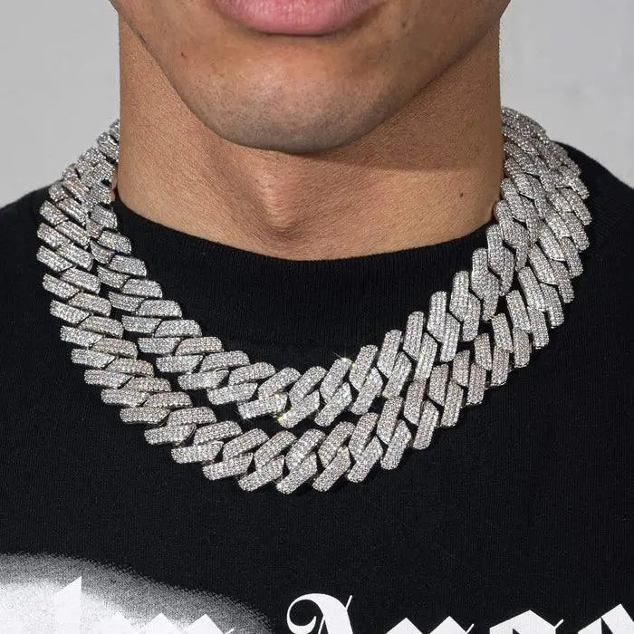 20MM ICED CUBAN LINK CHAIN - Cartice™LuxuryJewelryGoldSilverWatchBraceletNecklaceChainIced-outCubanMoissaniteTarnish-freeStainlessDurablePremiumShinePlatedStatementDiamondAffordable