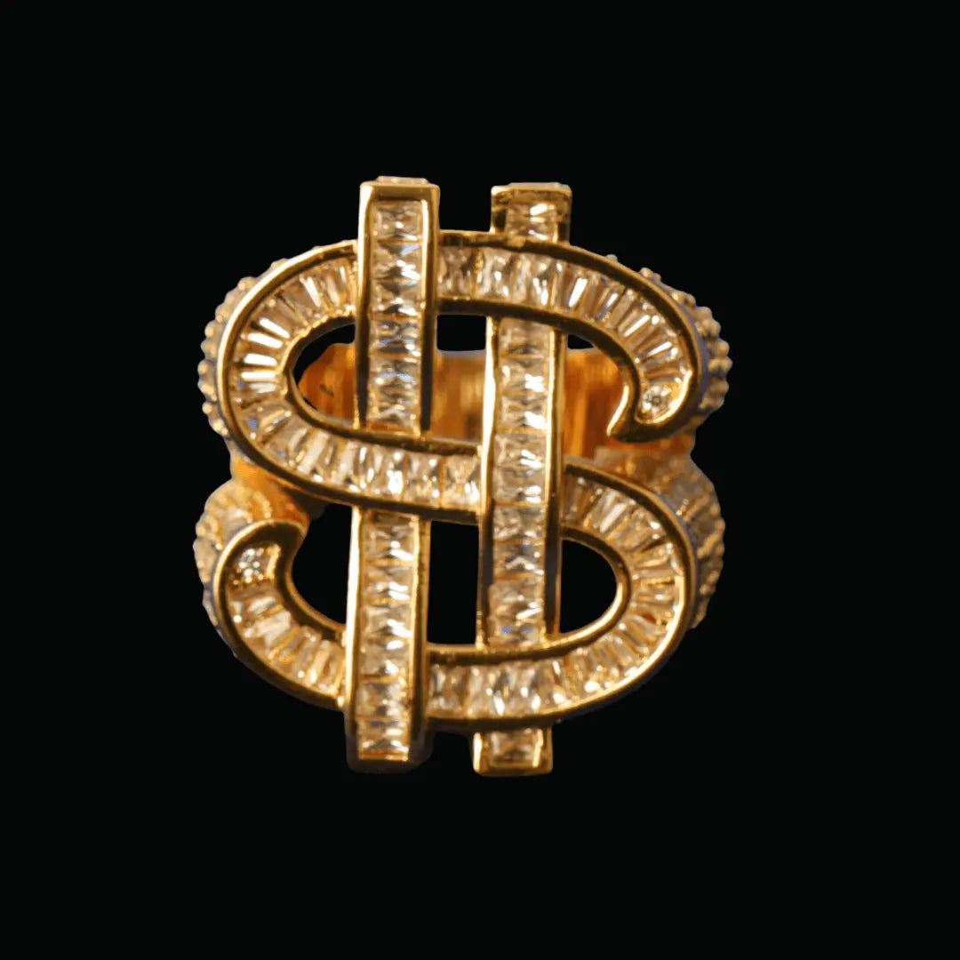 Dollar Sign Iced Out Ring - Cartice™LuxuryJewelryGoldSilverWatchBraceletNecklaceChainIced-outCubanMoissaniteTarnish-freeStainlessDurablePremiumShinePlatedStatementDiamondAffordable