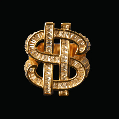 Dollar Sign Iced Out Ring - Cartice™LuxuryJewelryGoldSilverWatchBraceletNecklaceChainIced-outCubanMoissaniteTarnish-freeStainlessDurablePremiumShinePlatedStatementDiamondAffordable