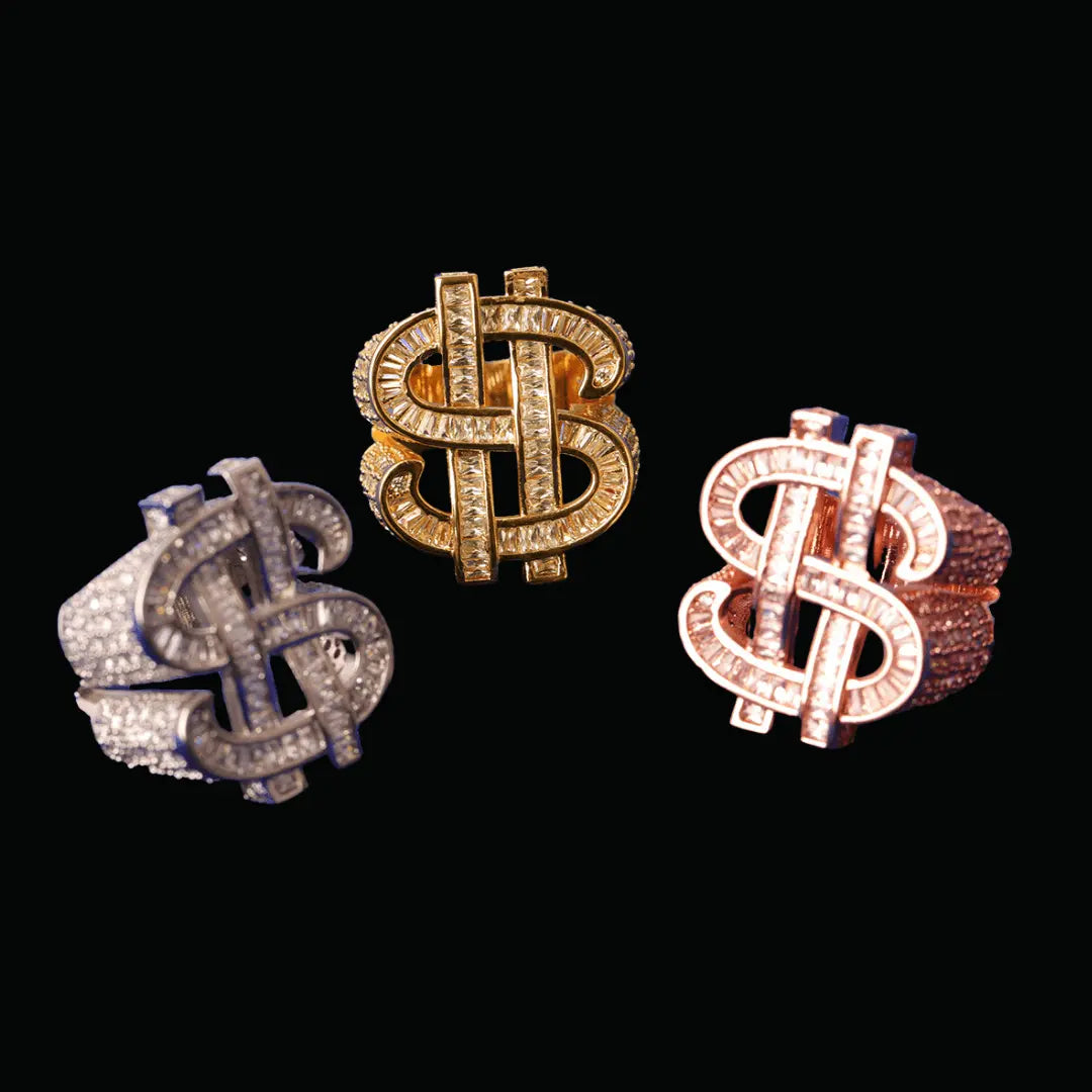 Dollar Sign Iced Out Ring - Cartice™LuxuryJewelryGoldSilverWatchBraceletNecklaceChainIced-outCubanMoissaniteTarnish-freeStainlessDurablePremiumShinePlatedStatementDiamondAffordable