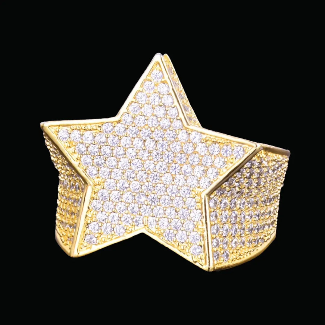 Star Iced Out Diamond Ring - Cartice™LuxuryJewelryGoldSilverWatchBraceletNecklaceChainIced-outCubanMoissaniteTarnish-freeStainlessDurablePremiumShinePlatedStatementDiamondAffordable