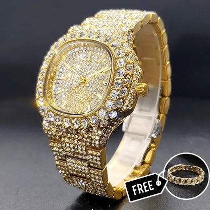 Aquilis Iced Out Watch - Cartice™LuxuryJewelryGoldSilverWatchBraceletNecklaceChainIced-outCubanMoissaniteTarnish-freeStainlessDurablePremiumShinePlatedStatementDiamondAffordable