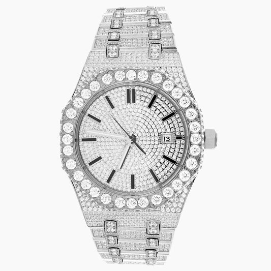 Moissanite Diamond Bezel White Gold Tone Watch Cartice-jewelry