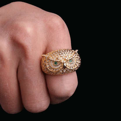 Owl Iced Out Ring - Cartice™LuxuryJewelryGoldSilverWatchBraceletNecklaceChainIced-outCubanMoissaniteTarnish-freeStainlessDurablePremiumShinePlatedStatementDiamondAffordable