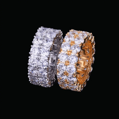 Tennis Two Rows Solitaire Iced Out Ring - Cartice™LuxuryJewelryGoldSilverWatchBraceletNecklaceChainIced-outCubanMoissaniteTarnish-freeStainlessDurablePremiumShinePlatedStatementDiamondAffordable