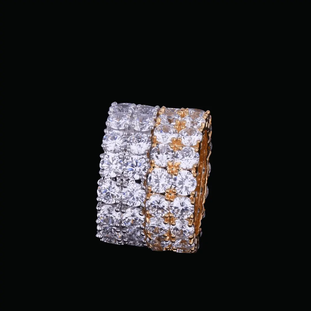 Tennis Two Rows Solitaire Iced Out Ring - Cartice™LuxuryJewelryGoldSilverWatchBraceletNecklaceChainIced-outCubanMoissaniteTarnish-freeStainlessDurablePremiumShinePlatedStatementDiamondAffordable