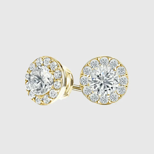 VVS HALO STUD EARRINGS 2.4CTW - Gold Vermeil - Cartice™LuxuryJewelryGoldSilverWatchBraceletNecklaceChainIced-outCubanMoissaniteTarnish-freeStainlessDurablePremiumShinePlatedStatementDiamondAffordable