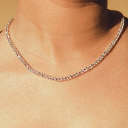 3mm Tennis Necklace - Pink & White - Cartice™LuxuryJewelryGoldSilverWatchBraceletNecklaceChainIced-outCubanMoissaniteTarnish-freeStainlessDurablePremiumShinePlatedStatementDiamondAffordable