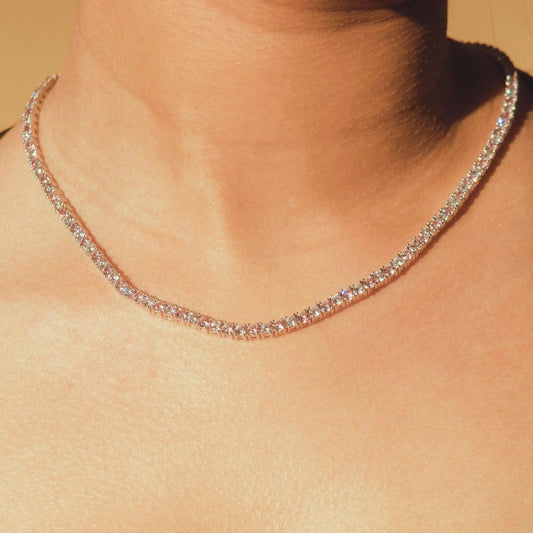 3mm Tennis Necklace - Pink & White - Cartice™LuxuryJewelryGoldSilverWatchBraceletNecklaceChainIced-outCubanMoissaniteTarnish-freeStainlessDurablePremiumShinePlatedStatementDiamondAffordable