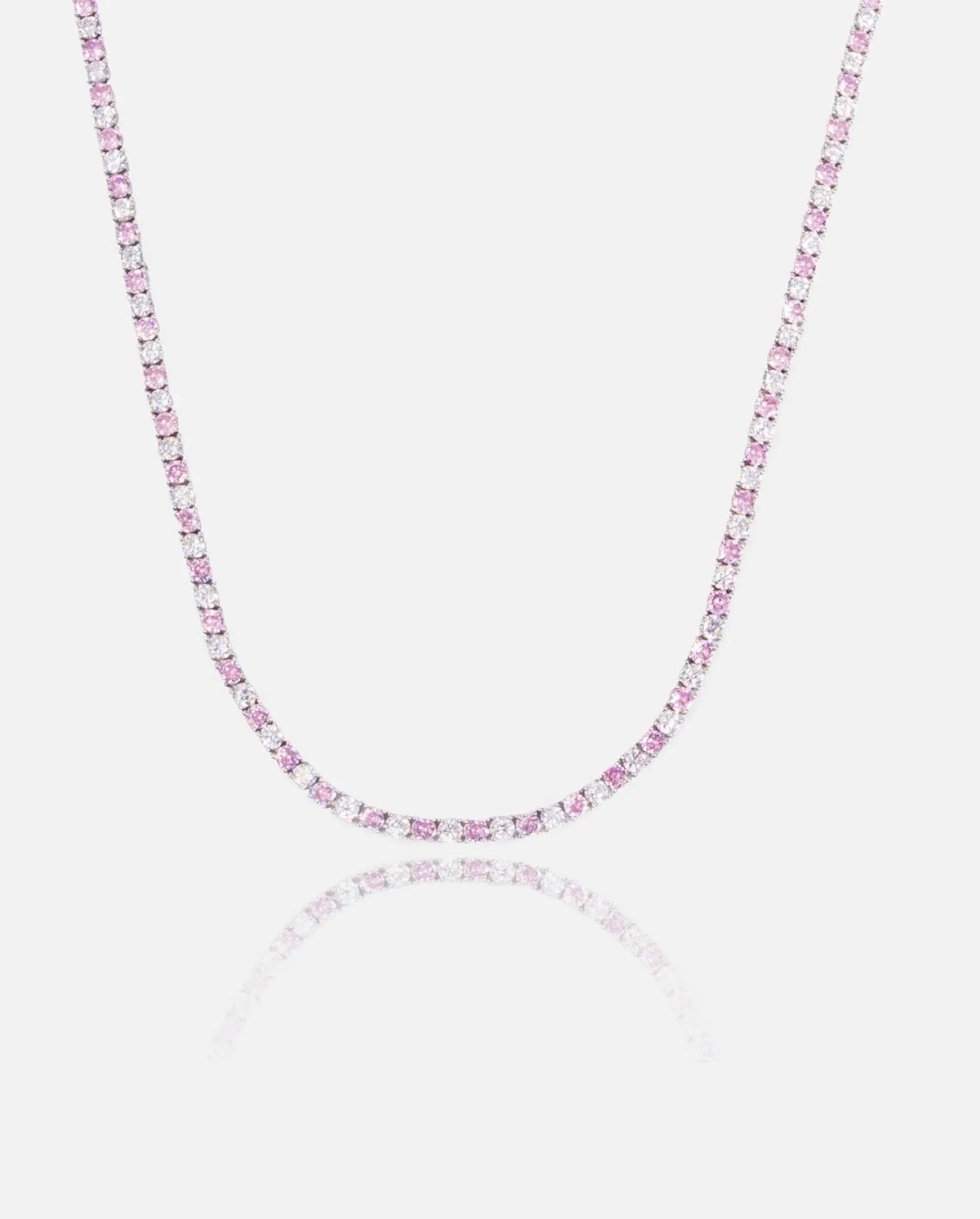 3mm Tennis Necklace - Pink & White - Cartice™LuxuryJewelryGoldSilverWatchBraceletNecklaceChainIced-outCubanMoissaniteTarnish-freeStainlessDurablePremiumShinePlatedStatementDiamondAffordable