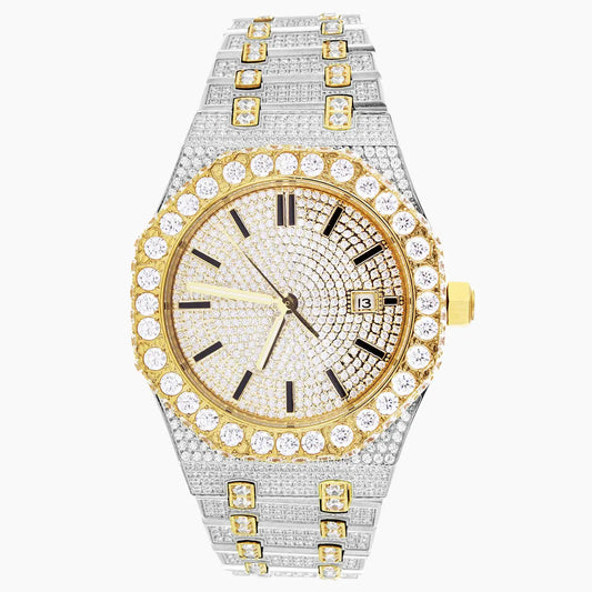 Moissanite Diamond Bezel Two Tone Watch Cartice-jewelry