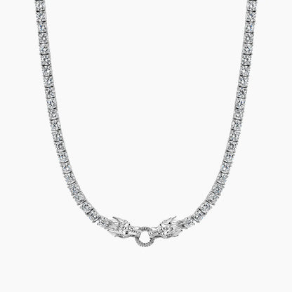 Dragon Eater Tennis Chain - White Gold - Cartice™LuxuryJewelryGoldSilverWatchBraceletNecklaceChainIced-outCubanMoissaniteTarnish-freeStainlessDurablePremiumShinePlatedStatementDiamondAffordable