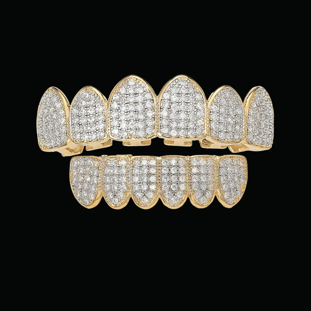 Classic Iced Out Grillz - Cartice™LuxuryJewelryGoldSilverWatchBraceletNecklaceChainIced-outCubanMoissaniteTarnish-freeStainlessDurablePremiumShinePlatedStatementDiamondAffordable