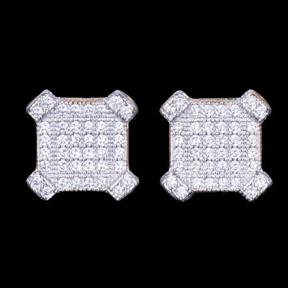 10MM Sapphire Squares Iced Out Stud Earrings - Cartice™LuxuryJewelryGoldSilverWatchBraceletNecklaceChainIced-outCubanMoissaniteTarnish-freeStainlessDurablePremiumShinePlatedStatementDiamondAffordable