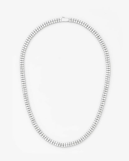 5mm Double Row Tennis Chain - White Gold - Cartice™LuxuryJewelryGoldSilverWatchBraceletNecklaceChainIced-outCubanMoissaniteTarnish-freeStainlessDurablePremiumShinePlatedStatementDiamondAffordable