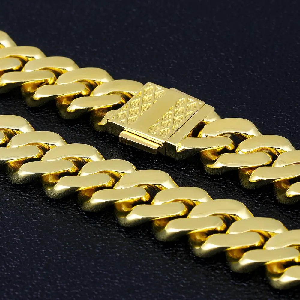 12mm Iced Out Cuban Link Necklace - Gold - Cartice™LuxuryJewelryGoldSilverWatchBraceletNecklaceChainIced-outCubanMoissaniteTarnish-freeStainlessDurablePremiumShinePlatedStatementDiamondAffordable