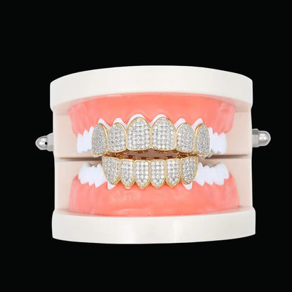 Classic Iced Out Grillz - Cartice™LuxuryJewelryGoldSilverWatchBraceletNecklaceChainIced-outCubanMoissaniteTarnish-freeStainlessDurablePremiumShinePlatedStatementDiamondAffordable