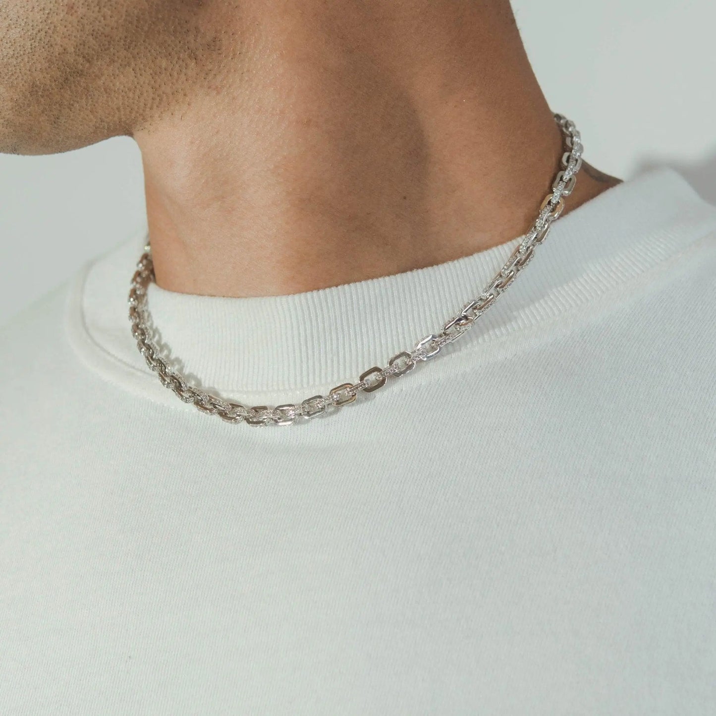 5mm Iced Box Chain - White Gold - Cartice™LuxuryJewelryGoldSilverWatchBraceletNecklaceChainIced-outCubanMoissaniteTarnish-freeStainlessDurablePremiumShinePlatedStatementDiamondAffordable