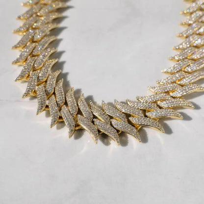 30mm Spiked Cuban Chain - Gold - Cartice™LuxuryJewelryGoldSilverWatchBraceletNecklaceChainIced-outCubanMoissaniteTarnish-freeStainlessDurablePremiumShinePlatedStatementDiamondAffordable