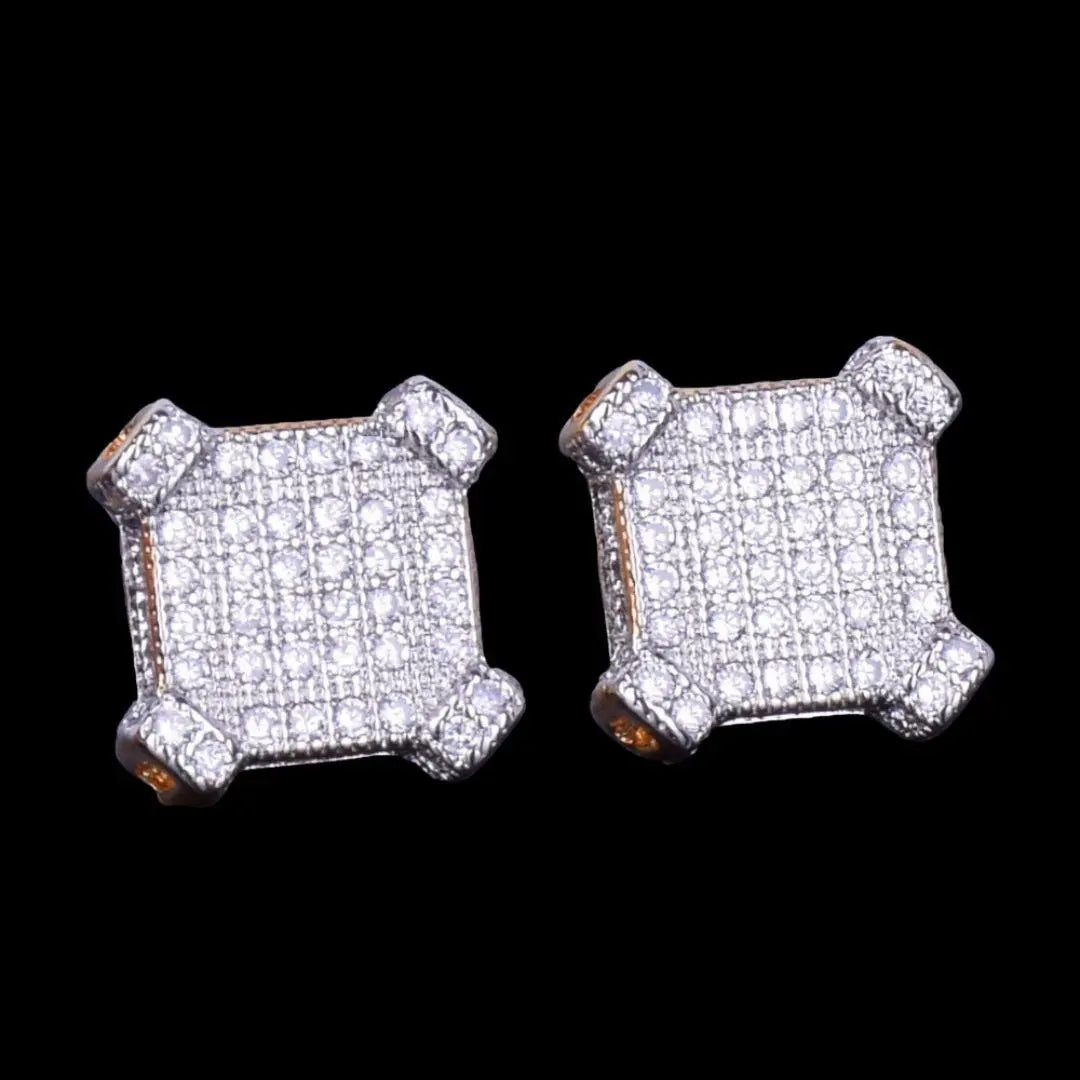 10MM Sapphire Squares Iced Out Stud Earrings - Cartice™LuxuryJewelryGoldSilverWatchBraceletNecklaceChainIced-outCubanMoissaniteTarnish-freeStainlessDurablePremiumShinePlatedStatementDiamondAffordable