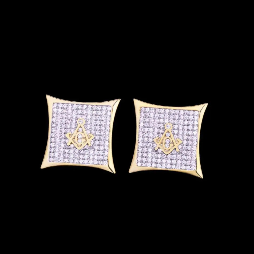 12MM Sharp Cursive Iced Out Stud Earrings - Cartice™LuxuryJewelryGoldSilverWatchBraceletNecklaceChainIced-outCubanMoissaniteTarnish-freeStainlessDurablePremiumShinePlatedStatementDiamondAffordable