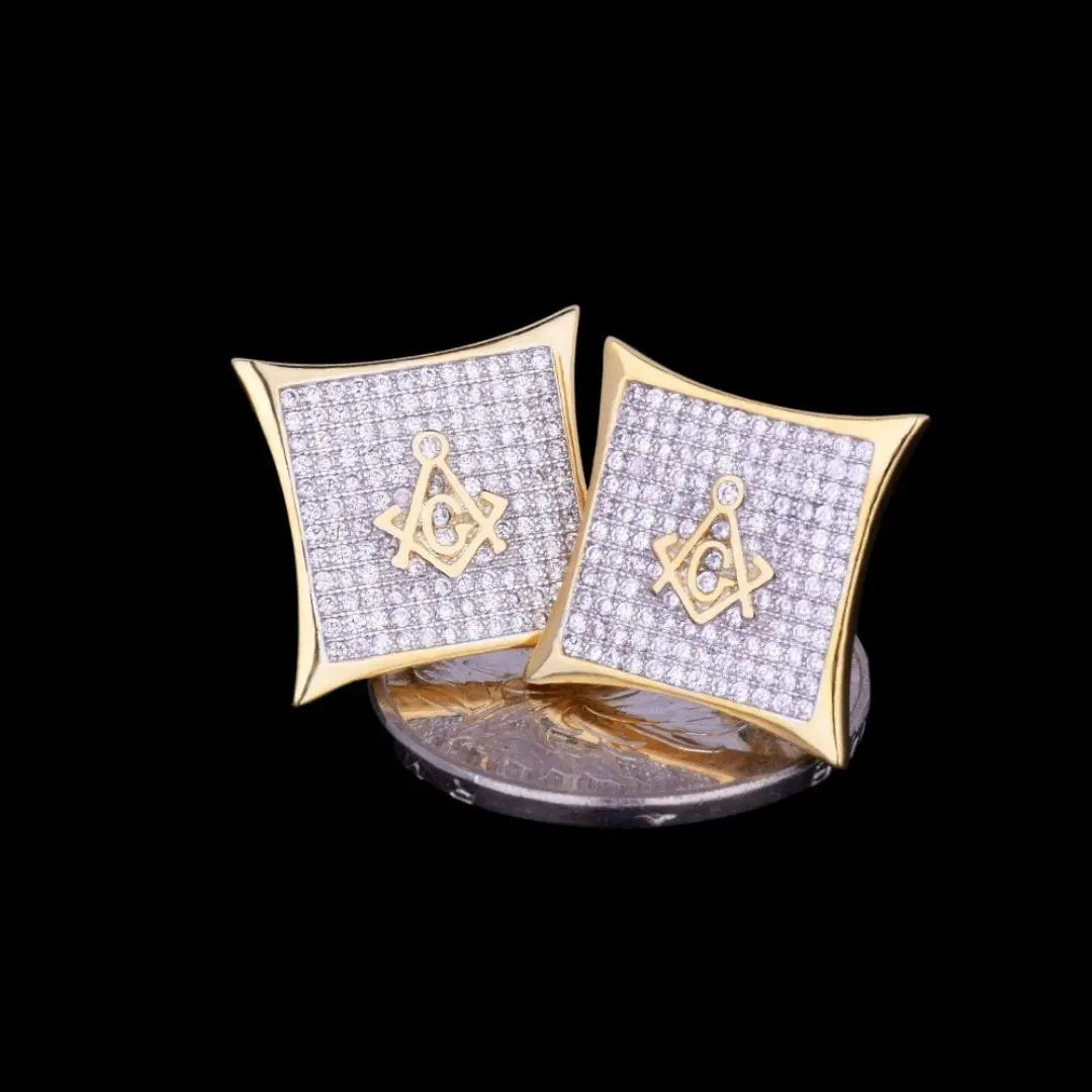 12MM Sharp Cursive Iced Out Stud Earrings - Cartice™LuxuryJewelryGoldSilverWatchBraceletNecklaceChainIced-outCubanMoissaniteTarnish-freeStainlessDurablePremiumShinePlatedStatementDiamondAffordable