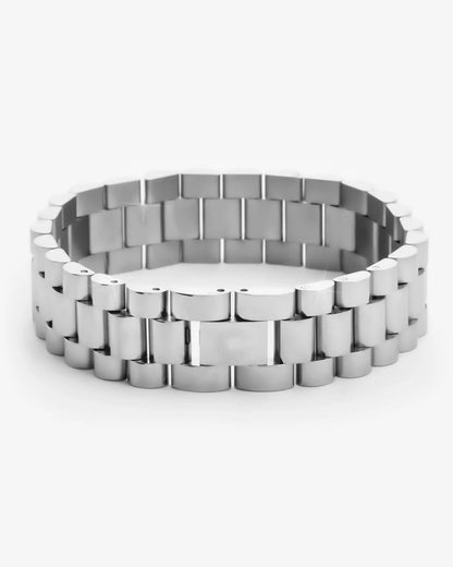 15mm Watch Strap Link Bracelet - White Gold - Cartice™LuxuryJewelryGoldSilverWatchBraceletNecklaceChainIced-outCubanMoissaniteTarnish-freeStainlessDurablePremiumShinePlatedStatementDiamondAffordable