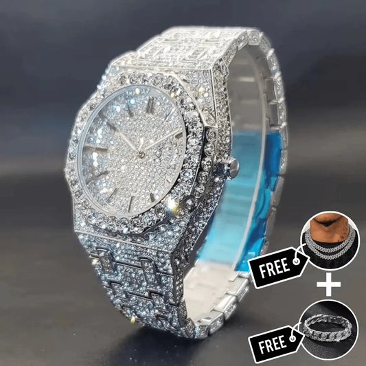 Royale Iced Out Watch - Cartice™LuxuryJewelryGoldSilverWatchBraceletNecklaceChainIced-outCubanMoissaniteTarnish-freeStainlessDurablePremiumShinePlatedStatementDiamondAffordable