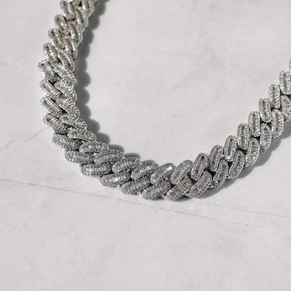 15mm Baguette Cuban Chain - White Gold - Cartice™LuxuryJewelryGoldSilverWatchBraceletNecklaceChainIced-outCubanMoissaniteTarnish-freeStainlessDurablePremiumShinePlatedStatementDiamondAffordable