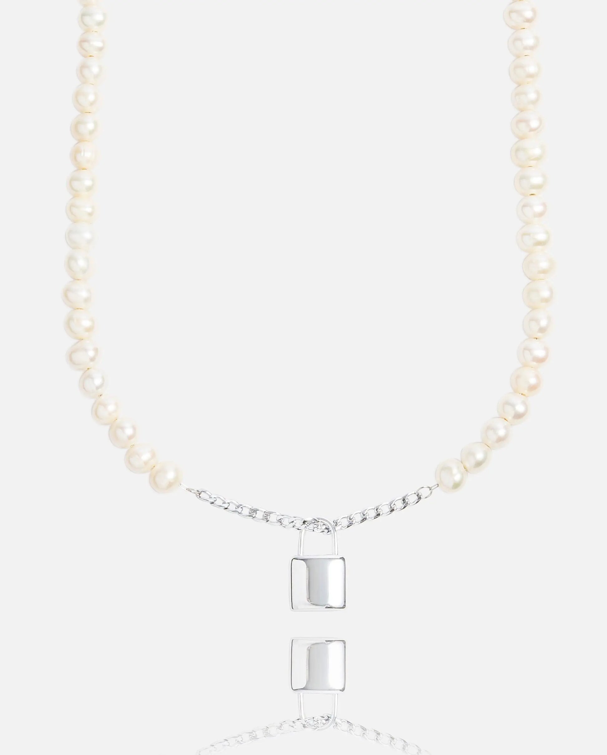 6mm Pearl + Padlock Necklace - Cartice™LuxuryJewelryGoldSilverWatchBraceletNecklaceChainIced-outCubanMoissaniteTarnish-freeStainlessDurablePremiumShinePlatedStatementDiamondAffordable