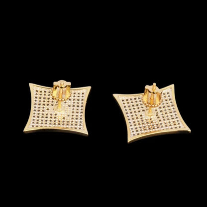 12MM Sharp Cursive Iced Out Stud Earrings - Cartice™LuxuryJewelryGoldSilverWatchBraceletNecklaceChainIced-outCubanMoissaniteTarnish-freeStainlessDurablePremiumShinePlatedStatementDiamondAffordable