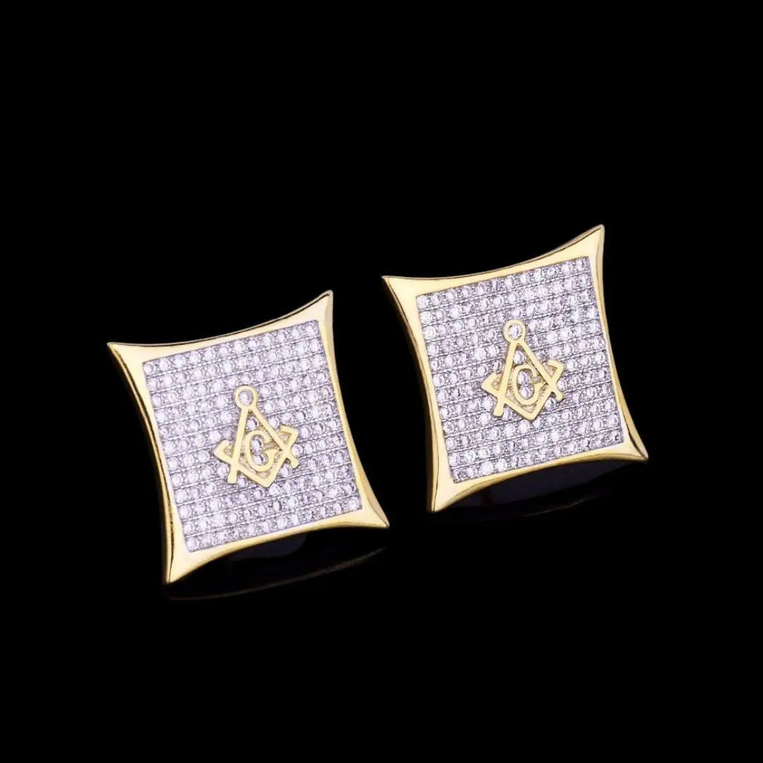 12MM Sharp Cursive Iced Out Stud Earrings - Cartice™LuxuryJewelryGoldSilverWatchBraceletNecklaceChainIced-outCubanMoissaniteTarnish-freeStainlessDurablePremiumShinePlatedStatementDiamondAffordable