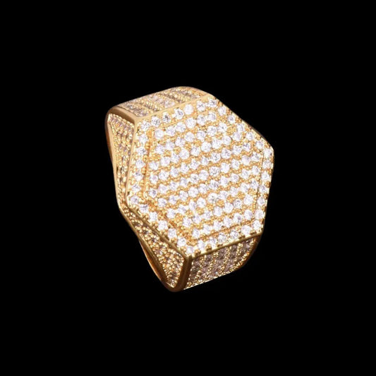 Hexagon Iced Out Ring - Cartice™LuxuryJewelryGoldSilverWatchBraceletNecklaceChainIced-outCubanMoissaniteTarnish-freeStainlessDurablePremiumShinePlatedStatementDiamondAffordable