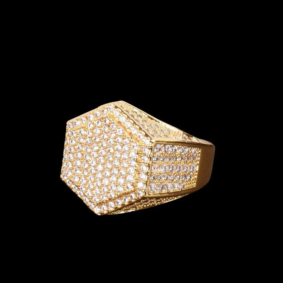 Hexagon Iced Out Ring - Cartice™LuxuryJewelryGoldSilverWatchBraceletNecklaceChainIced-outCubanMoissaniteTarnish-freeStainlessDurablePremiumShinePlatedStatementDiamondAffordable